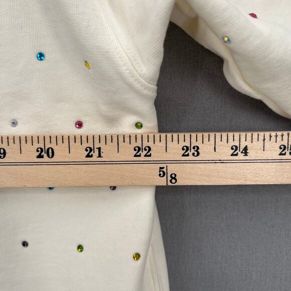 TEREZ Gems Chili Cardigan Sweatshirt Womens Medium Cream Rainbow Rhinestone NWT - Picture 16 of 16
